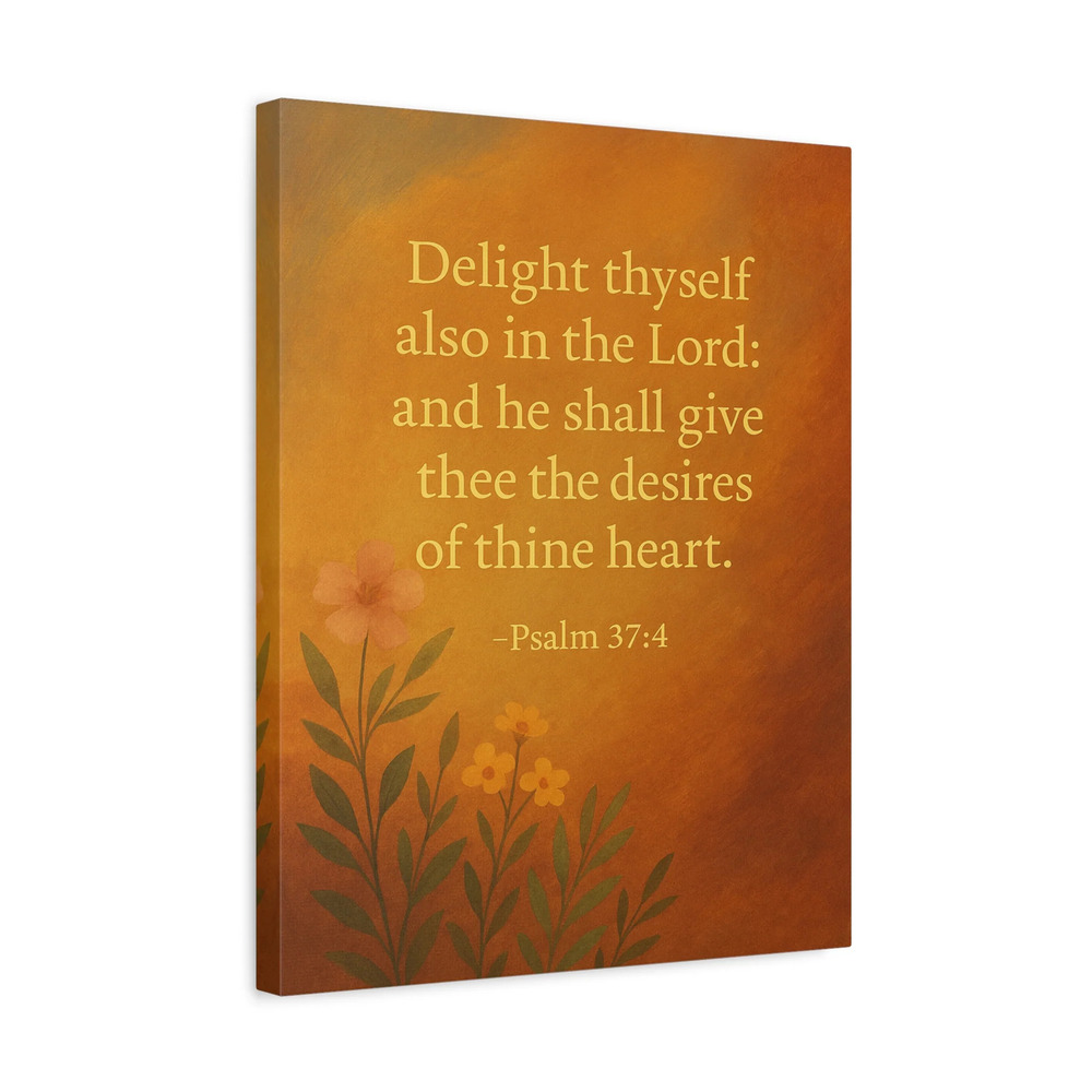 Bible Verse Canvas Psalm 37:4 Wall Art Scripture Ready to Hang Faith Print